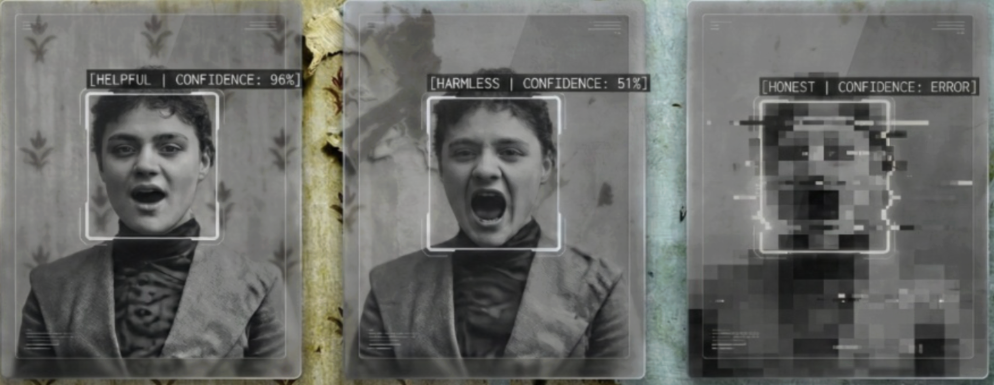 HHH Diagnostic Panel — Helpful: Confidence 96%, Harmless: Confidence 51%, Honest: Confidence ERROR